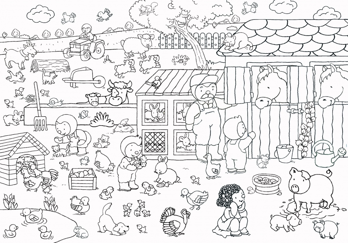 Coloriage Animaux De La Ferme Petite Section T'choupi - Coloriage géant de la ferme - Dès 3 ans | Nathan