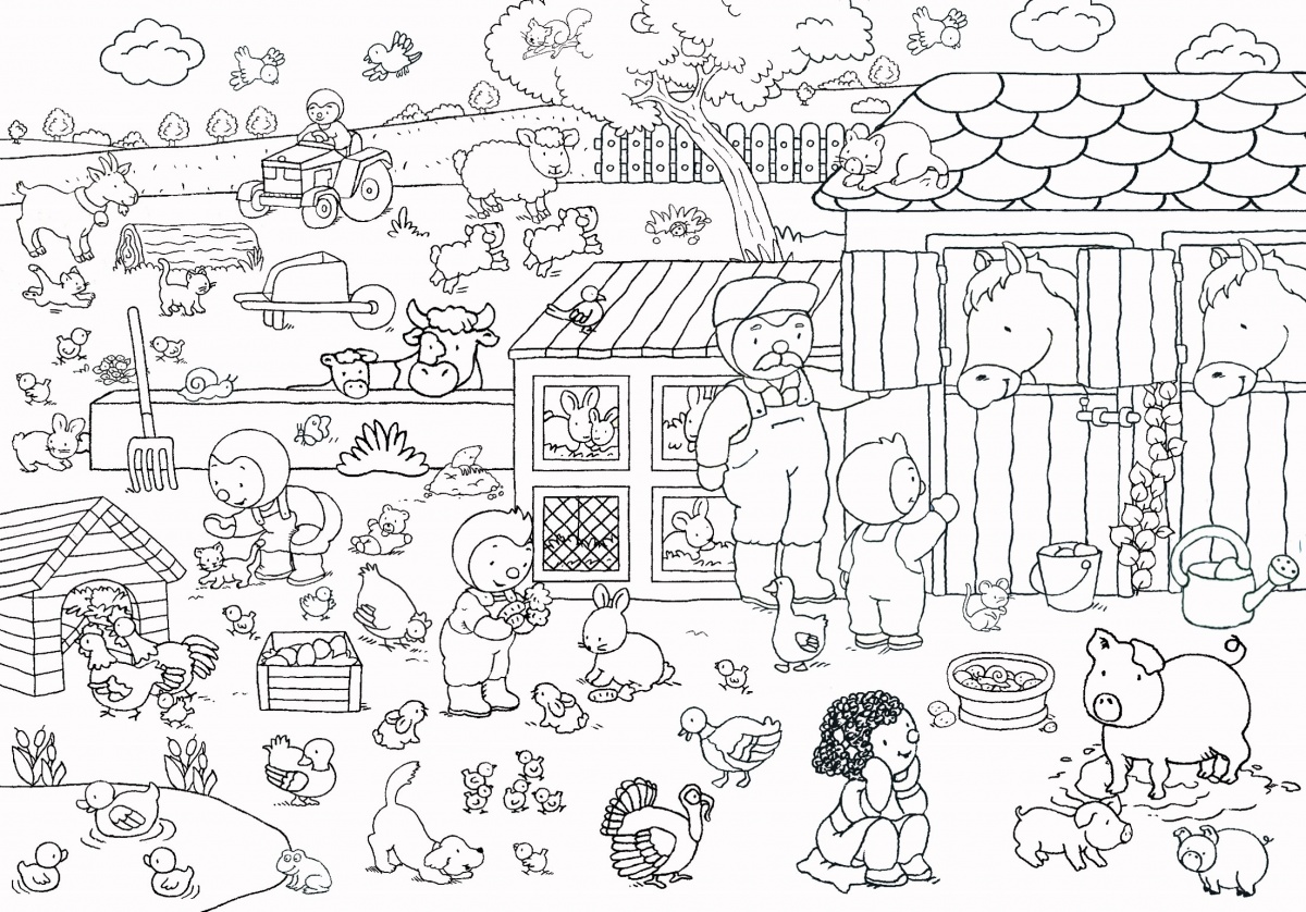 T'choupi - Coloriage géant de la ferme - Dès 3 ans