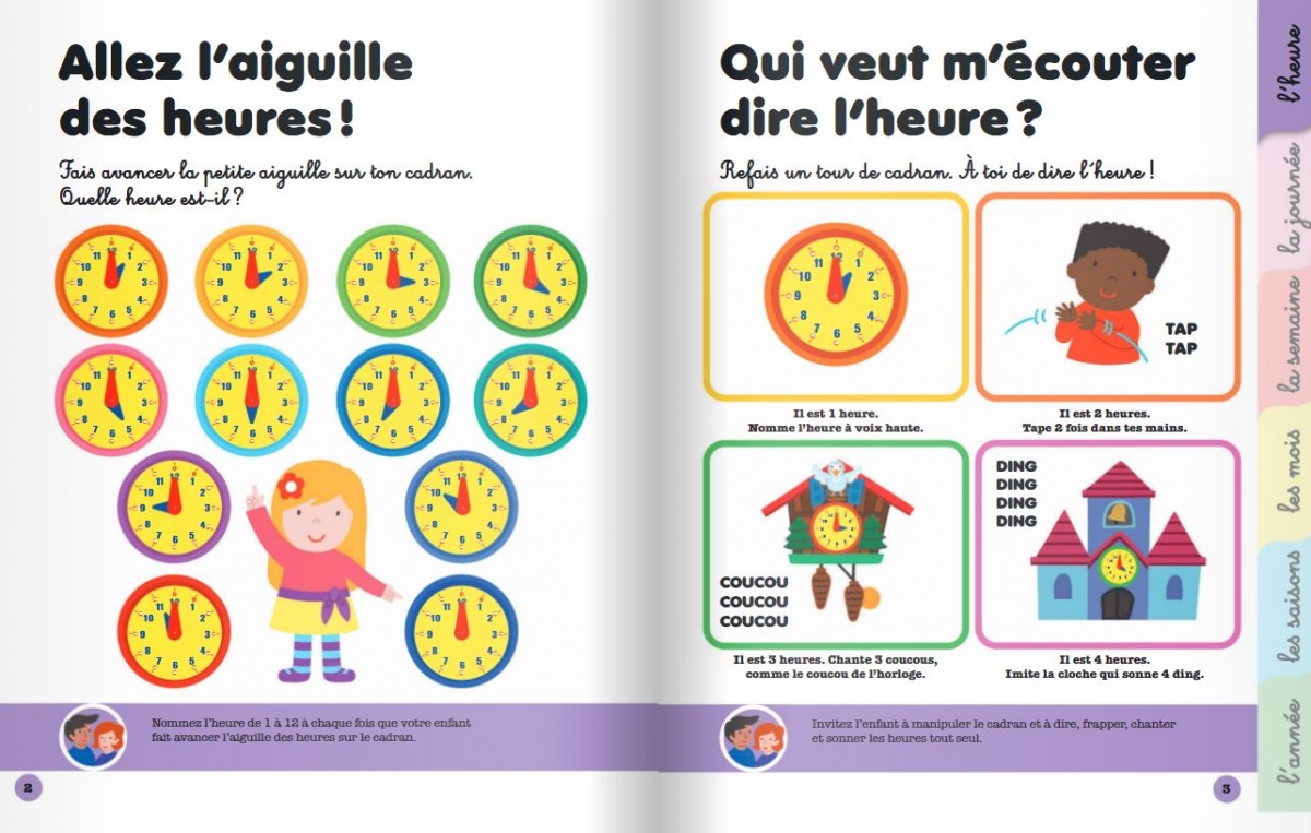 Mon premier livre-horloge - apprendre l'heure et la notion de temps pour  les enfants dès 4 ans
