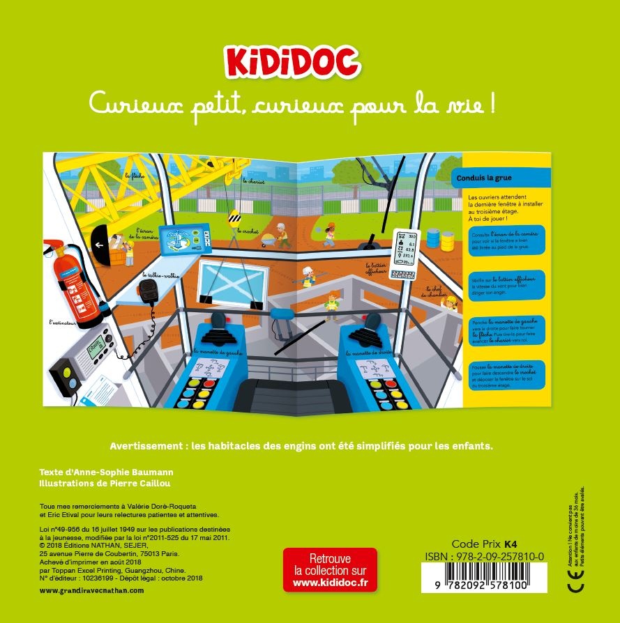 Je construis sur le chantier - Grand livre animé Kididoc - Dès 4 ans, Anne-Sophie Baumann,Pierre Caillou
