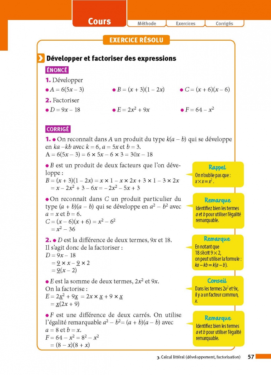 Exercices Maths Type Brevet Avec Corrigés Maths 3e - ABC Réussite - Le Brevet efficace - Cours, Méthode, Exercices - Brevet 2024 - EPUB | Nathan