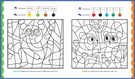 GS - Coloriages malins - Lettres et nombres Grande Section - pour apprendre  en coloriant - 5-6 ans