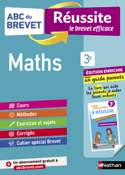 Mathématiques 3e - ABC du Brevet Réussite Famille - Brevet 2024 - Cours, Méthode, Exercices + Guide parents pour aider son enfant à réussir - EPUB