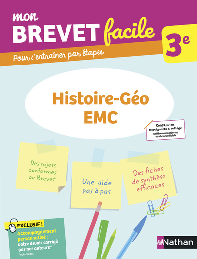 Histoire-Géographie-EMC 3e - Mon Brevet facile - Préparation à l'épreuve du Brevet 2024 - EPUB