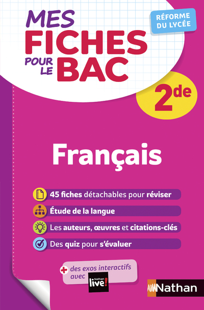 Français Seconde - Programme 2022-2023 - Mes fiches pour le BAC 2de