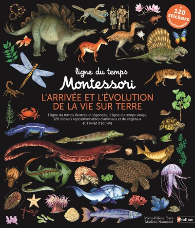 Ligne du temps Montessori - L'arrivée et l'évolution de la vie sur Terre - 2 grandes frises Montessori de 2,5 mètres + stickers repositionnables 