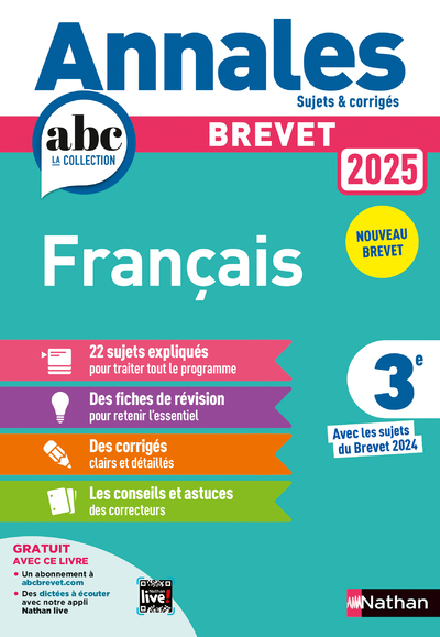 Annales ABC du Brevet 2025 - Français 3e - Sujets et corrigés + fiches de révisions