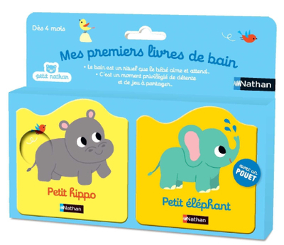 Mes premiers livres de bain : Petit hippo et Petit éléphant - Coffret de 2 livres avec pouet - à partir de 2 ans