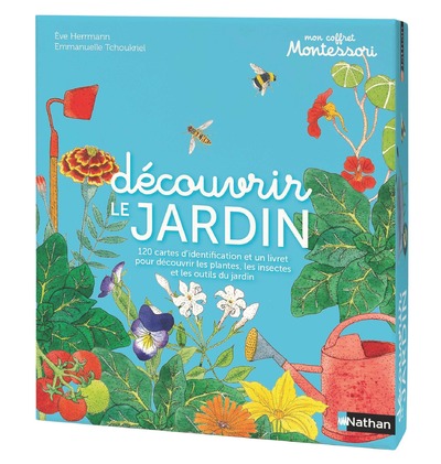 Mon coffret Montessori - Découvrir le jardin - 120 cartes solides et maniables pour découvrir les plantes, les insectes et les outils du jardin - 3 ans