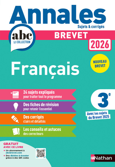 Annales ABC du Brevet 2026 - Français 3e - Sujets et corrigés + fiches de révisions