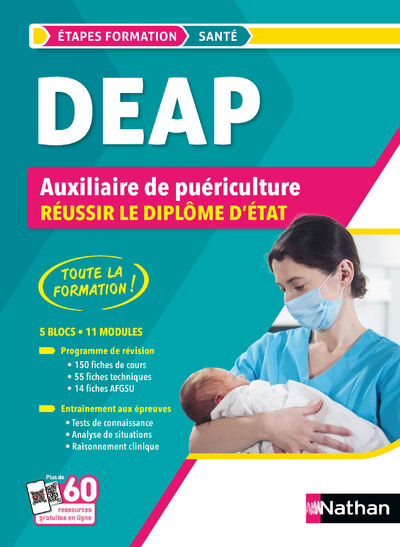 Réussir le Diplôme d'Etat Auxiliaire de Puériculture - Préparation complète au concours DEAP avec 150 Fiches de cours & 55 Fiches techniques de Soins