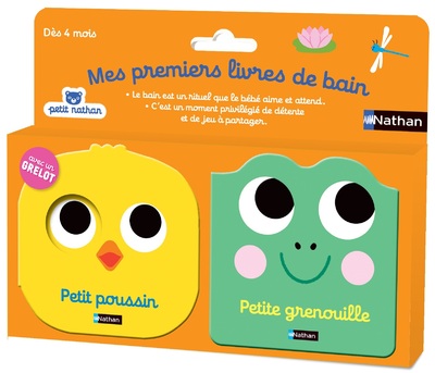 Mes premiers livres de bain - Petit poussin et Petite grenouille - Coffret de 2 livres avec pouet - dès 4 mois